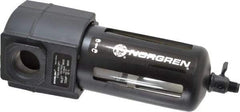 Norgren - 3/4" Port, 7.95" High x 3.15" Wide Standard Filter with Polycarbonate Bowl, Manual Drain - 140 SCFM, 150 Max psi, 125°F Max Temp, Modular Connection, Bowl Guard, 7 oz Bowl Capacity - Caliber Tooling