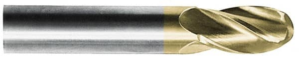 Atrax - 1" Diam, 1-1/2" LOC, 4 Flute Solid Carbide Ball End Mill - AlTiN Finish, Single End, 4" OAL, 1" Shank Diam - Caliber Tooling