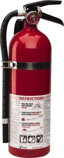 Kidde - 5 Lb, 3-A:40-B:C Rated, Dry Chemical Fire Extinguisher - 4-1/2" Diam x 16.07" High, 195 psi, 18' Discharge in 15 sec, Rechargeable, Seamless Aluminum Cylinder - Caliber Tooling