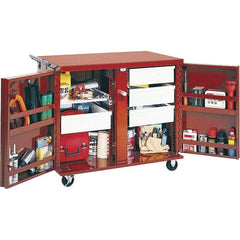 Jobox - 6 Drawer, 2 Door Rolling Work Bench - 26-7/8" Wide x 49-7/8" Deep x 40-5/8" High, Steel, Brown - Caliber Tooling