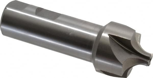 Interstate - 7/16" Radius, 1-3/8" Mill Diam, 4 Flute High Speed Steel Corner Rounding End Mill - Single End, Uncoated, 4" OAL, 1" Shank Diam - Caliber Tooling