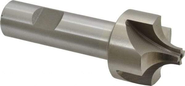 Interstate - 7/16" Radius, 1-3/8" Mill Diam, 4 Flute High Speed Steel Corner Rounding End Mill - Single End, Uncoated, 3-3/4" OAL, 3/4" Shank Diam - Caliber Tooling