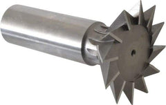 Interstate - 2-1/4" Diam x 1-1/16" Width of Cut, 45° Included Angle, High Speed Steel Dovetail Cutter - 1" Shank Diam, 2-11/16" Shank Length, 3-3/4" Overall Length - Caliber Tooling