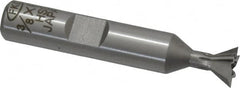 Interstate - 3/8" Diam x 3/16" Width of Cut, 60° Included Angle, High Speed Steel Dovetail Cutter - 3/8" Shank Diam, 2-1/8" Overall Length, Uncoated - Caliber Tooling