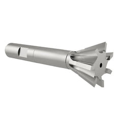 Interstate - 3/4" Diam x 5/16" Width of Cut, 60° Included Angle, High Speed Steel Dovetail Cutter - 3/8" Shank Diam, 2-1/8" Overall Length, Uncoated - Caliber Tooling