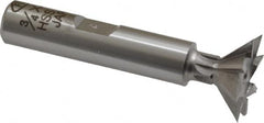 Interstate - 3/4" Diam x 5/16" Width of Cut, 45° Included Angle, Cobalt Dovetail Cutter - 3/8" Shank Diam, 1-13/16" Shank Length, 2-1/8" Overall Length - Caliber Tooling