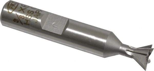 Interstate - 3/8" Diam x 3/16" Width of Cut, 60° Included Angle, Cobalt Dovetail Cutter - 3/8" Shank Diam, 2-1/8" Overall Length, Uncoated - Caliber Tooling