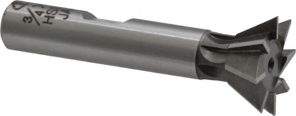 Interstate - 3/4" Diam x 5/16" Width of Cut, 60° Included Angle, Cobalt Dovetail Cutter - 3/8" Shank Diam, 2-1/8" Overall Length, Uncoated - Caliber Tooling