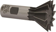 Interstate - 2-1/4" Diam x 1-1/16" Width of Cut, 60° Included Angle, Cobalt Dovetail Cutter - 1" Shank Diam, 3-1/4" Overall Length, Uncoated - Caliber Tooling