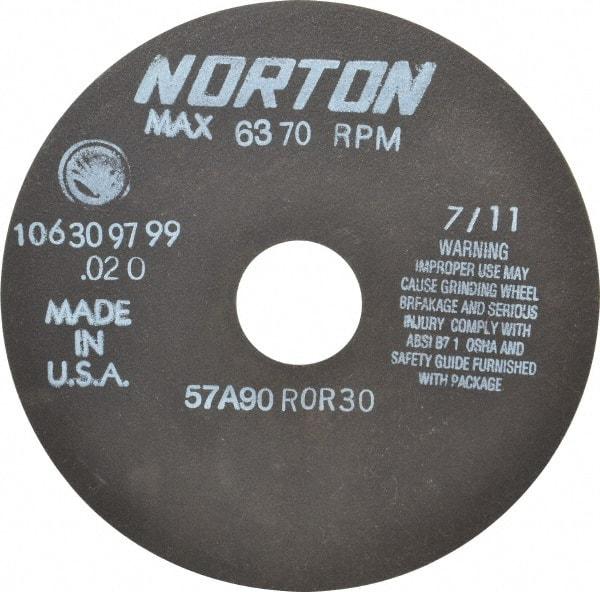 Norton - 6" 90 Grit Aluminum Oxide Cutoff Wheel - 0.02" Thick, 1-1/4" Arbor, 6,370 Max RPM, Use with Stationary Tools - Caliber Tooling