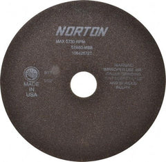 Norton - 8" 60 Grit Aluminum Oxide Cutoff Wheel - 1/16" Thick, 1-1/4" Arbor, 5,730 Max RPM, Use with Stationary Tools - Caliber Tooling