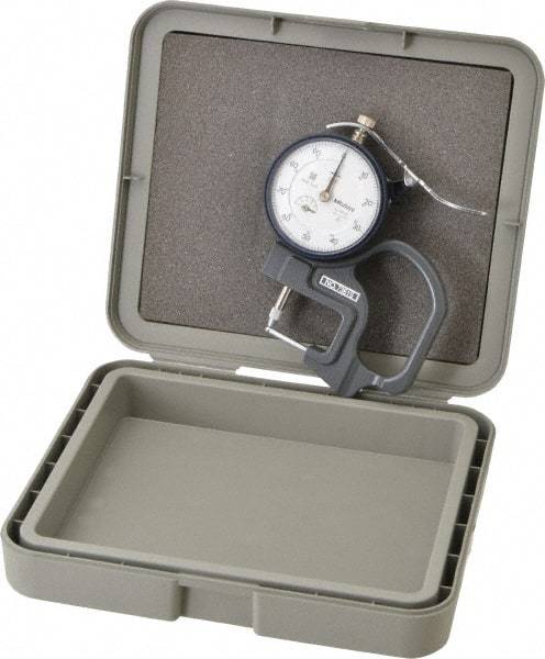 Mitutoyo - 0 to 1/2 Inch Measurement, 0.001 Inch Graduation, 1.1811 Inch Throat Depth, Dial Thickness Gage - 0.001 Inch Accuracy, 1.4 N Force, 2 Inch Dial Diameter - Caliber Tooling