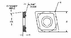 Parlec - CDCD051600 Diamond Tipped Boring Insert - 80° Diamond, 15° Relief Angle, 5/32" Inscr Circle, 0.04" Thick, 1/64" Corner Radius - Caliber Tooling