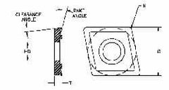 Parlec - CDCD051600 Diamond Tipped Boring Insert - 80° Diamond, 15° Relief Angle, 5/32" Inscr Circle, 0.04" Thick, 1/64" Corner Radius - Caliber Tooling