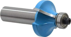 ROMAN CARBIDE - 1-1/4" Cut Diam, 5/8" Length of Cut, 2 Flute, Round-Over, Edge Profile Router Bit - Carbide-Tipped, 1/2" Shank Diam, 1-1/2" Shank Length, 2-1/2" OAL, Uncoated, Piloted - Caliber Tooling