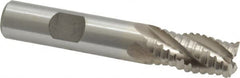 Interstate - 1/2" Diam, 1" LOC, 4 Flute Cobalt Roughing & Finishing Square End Mill - Uncoated, 3" OAL, 1/2" Shank Diam, Weldon Shank, 30° Helix, Non-Centercutting - Caliber Tooling