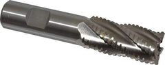 Interstate - 7/8" Diam, 1-7/8" LOC, 5 Flute Cobalt Roughing & Finishing Square End Mill - Uncoated, 4-1/8" OAL, 3/4" Shank Diam, Weldon Shank, 30° Helix, Non-Centercutting - Caliber Tooling