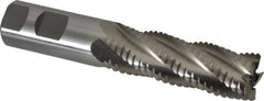 Interstate - 1" Diam, 3" LOC, 5 Flute Cobalt Roughing & Finishing Square End Mill - Uncoated, 5-1/2" OAL, 1" Shank Diam, Weldon Shank, 30° Helix, Non-Centercutting - Caliber Tooling