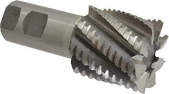 Interstate - 2" Diam, 2" LOC, 8 Flute Cobalt Roughing & Finishing Square End Mill - Uncoated, 4-1/2" OAL, 1-1/4" Shank Diam, Weldon Shank, 30° Helix, Non-Centercutting - Caliber Tooling