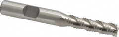 Interstate - 5/16" Diam, Coarse Pitch, 1-1/8" LOC, 3 Flute Cobalt Roughing Square End Mill - Uncoated, 2-15/16" OAL, 3/8" Shank Diam, Single End, Centercutting - Caliber Tooling