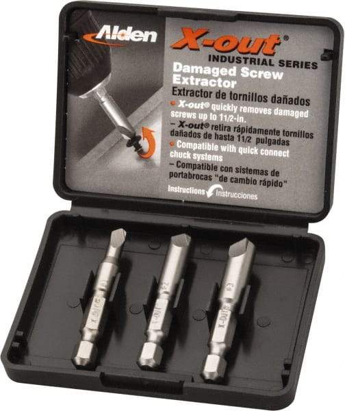 Alden - 3 Piece Quick-Connect Screw Extractor/Drill Set - Screw Range #6 to #14 - Caliber Tooling