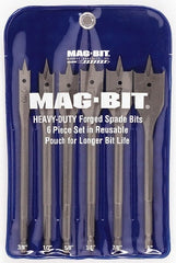 Mag-Bit - 3/8 to 1", 60° Point, Bright Finish, Carbon Steel Spade Drill Bit Set - Caliber Tooling