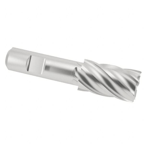 Interstate - 1-1/16", 1-5/8" LOC, 3/4" Shank Diam, 3-7/8" OAL, 6 Flute, Cobalt Square End Mill - Single End, Uncoated, Spiral Flute, 30° Helix, Centercutting, Right Hand Cut, Right Hand Flute - Caliber Tooling