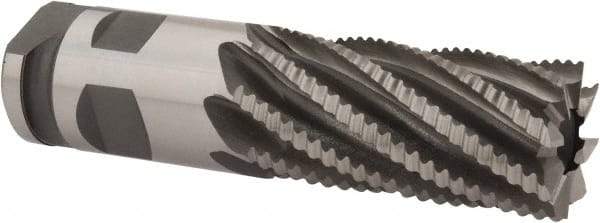 Interstate - 2" Diam, Coarse Pitch, 4" LOC, 8 Flute Cobalt Roughing Square End Mill - Uncoated, 7-3/4" OAL, 2" Shank Diam, Single End - Caliber Tooling