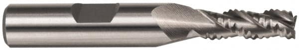 Cleveland - 1" Diam, Coarse Pitch, 3" LOC, 3 Flute Powdered Metal 0.12" Corner Radius Roughing End Mill - TiCN Finish, 5-1/2" OAL, 1" Shank Diam, Single End, Centercutting, 42° Helix - Caliber Tooling