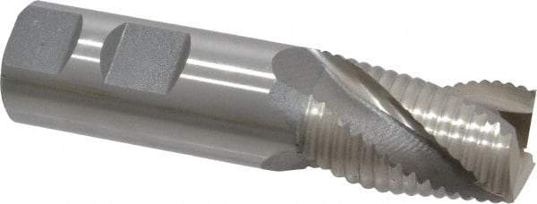 Interstate - 1" Diam, Coarse Pitch, 1-5/8" LOC, 3 Flute Cobalt Roughing Square End Mill - Uncoated, 4-1/8" OAL, 1" Shank Diam, Single End, Centercutting - Caliber Tooling