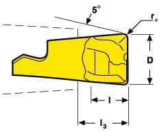 Seco - MM08 MD03 Grade F30M Carbide End Milling Tip Insert - TiAlN/TiN Finish, 2 Flutes, 0.315" Cutting Diam, 0.223" Depth of Cut, 0.267" Extension, 0.039" Cnr Rad - Caliber Tooling