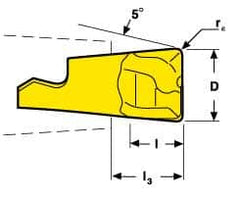 Seco - MM08 MD03 Grade F30M Carbide End Milling Tip Insert - TiAlN/TiN Finish, 2 Flutes, 0.315" Cutting Diam, 0.223" Depth of Cut, 0.267" Extension, 0.039" Cnr Rad - Caliber Tooling