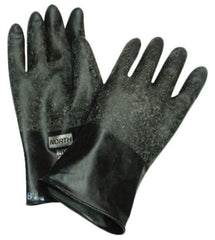 North - Size M (8), 14" Long, 32 mil Thick, Butyl Chemical Resistant Gloves - Textured Finish, Rolled Cuff, Black - Caliber Tooling