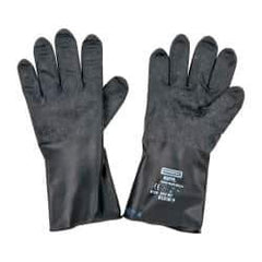 North - Size L (9), 11" Long, 13 mil Thick, Butyl Chemical Resistant Gloves - Textured Finish, Rolled Cuff, Black - Caliber Tooling