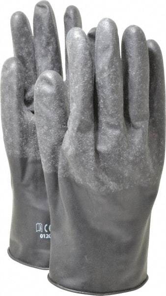 North - Size XL (10), 11" Long, 13 mil Thick, Butyl Chemical Resistant Gloves - Textured Finish, Rolled Cuff, Black - Caliber Tooling