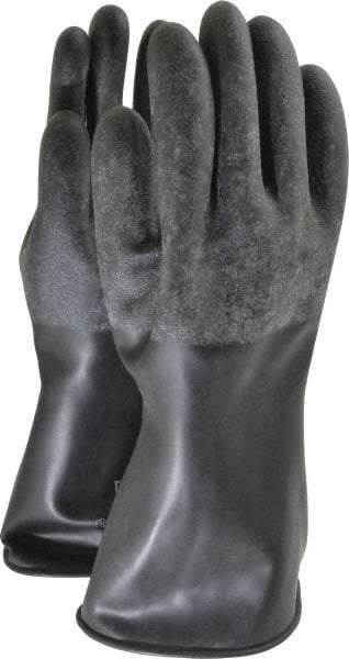 North - Size XL (10), 14" Long, 32 mil Thick, Butyl Chemical Resistant Gloves - Textured Finish, Rolled Cuff, Black - Caliber Tooling