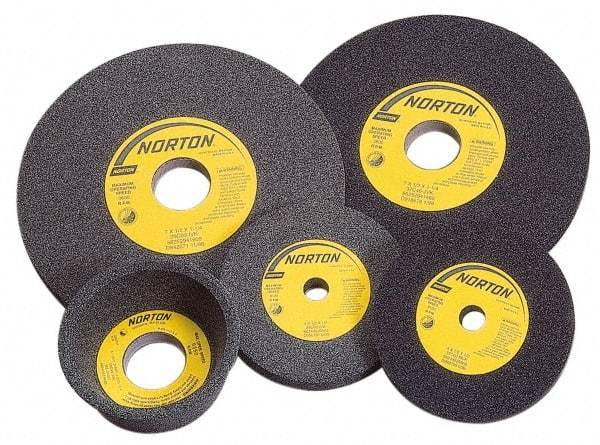 Norton - 7" Diam x 1-1/4" Hole x 1" Thick, I Hardness, 120 Grit Surface Grinding Wheel - Silicon Carbide, Type 1, Fine Grade, 3,600 Max RPM, Vitrified Bond, No Recess - Caliber Tooling