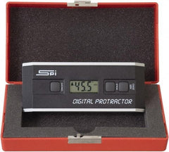 SPI - 360° Measuring Range, Dial Protractor - Accuracy Up to 0.10 at 0 -10 and 0.10 at 80 to 90°, 1.5V Battery Included - Caliber Tooling