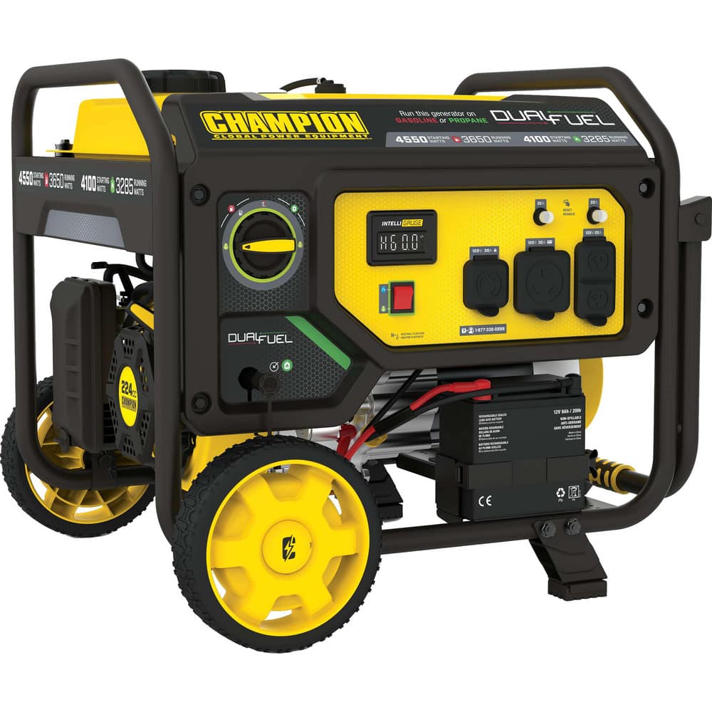 Portable Power Generators; Fuel Type: Gasoline; Liquid Propane (LP); Starting Method: Electric; Recoil; Running Watts: 3650; Engine Size (L): 224 Cc; Run Time Half Load: 14 hr; Number Of Outlets: 3.000; Generator Outlet Type: 120V Locking (L5-30R); 120V (