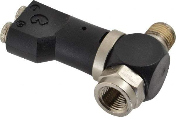 Norgren - 5/32" Tube x 1/8" NPTF Pressure Sensor Fitting Valve - 0 to 145 psi & Brass Material - Caliber Tooling