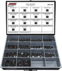 Value Collection - 500 Piece, 5/16 to 1/2, Steel Set Screw Assortment - Socket Cap Head, Hex Socket Drive, 1 to 3/4" Long - Caliber Tooling