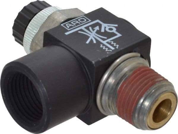 ARO/Ingersoll-Rand - 3/8" NPT x 3/8" NPT Right Angle Flow Control Valve - 0 to 150 psi & Brass Material - Caliber Tooling