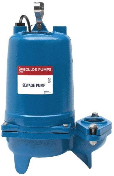 Goulds Pumps - 1/2 hp, 230 Amp Rating, 230 Volts, Nonautomatic Operation, Sewage Pump - 1 Phase, Cast Iron Housing - Caliber Tooling