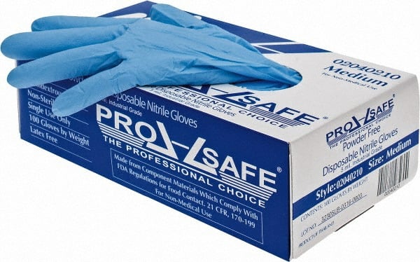 PRO-SAFE - Size M, 5 mil, Industrial Grade, Powder Free Nitrile Disposable Gloves - Exact Industrial Supply