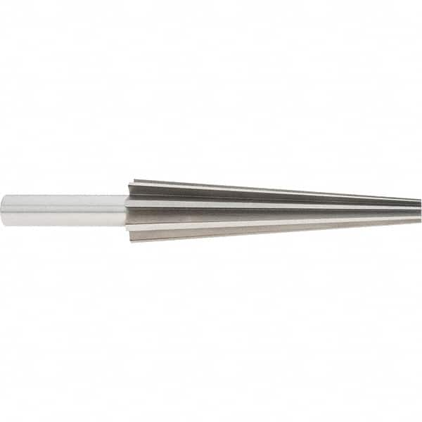 Alvord Polk - 1" Diam, 3/8" Small End Diam, 1/2" Diam Round Shank, 4-1/2" Flute, Repairman's Reamer - Caliber Tooling