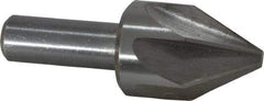 Interstate - 1" Head Diam, 1/2" Shank Diam, 6 Flute 60° High Speed Steel Countersink - Bright Finish, 2-3/4" OAL, Single End, Straight Shank, Right Hand Cut - Caliber Tooling