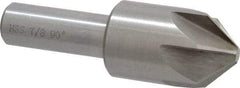 Interstate - 7/8" Head Diam, 1/2" Shank Diam, 6 Flute 90° High Speed Steel Countersink - Bright Finish, 2-3/4" OAL, Single End, Straight Shank, Right Hand Cut - Caliber Tooling