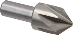 Interstate - 1-1/4" Head Diam, 3/4" Shank Diam, 6 Flute 90° High Speed Steel Countersink - Bright Finish, 3-3/8" OAL, Single End, Straight Shank, Right Hand Cut - Caliber Tooling