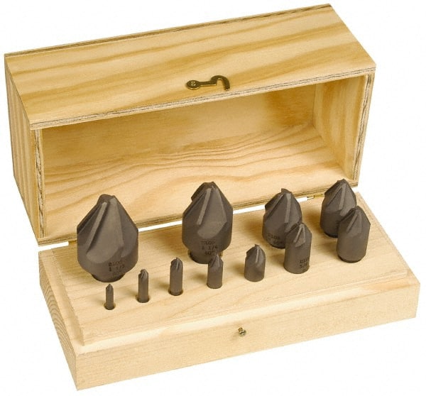 Hertel - 10 Piece, 1/4 to 1-1/2" Head Diam, 82° Included Angle, Countersink Set - Caliber Tooling