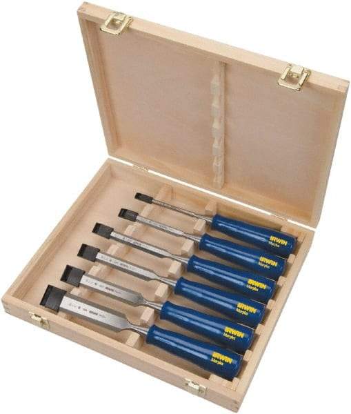 Irwin - 6 Piece Wood Chisel Set - 10-3/4" OAL, Sizes Included 1/4 to 1-1/4" - Caliber Tooling